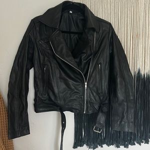 Brand new black vegan leather moto jacket